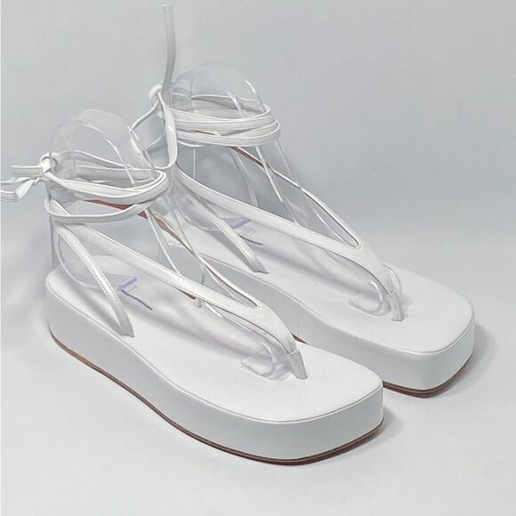 Amina Muaddi Jamie Platform Leather strappy Sandals size 38 - Picture 1 of 12